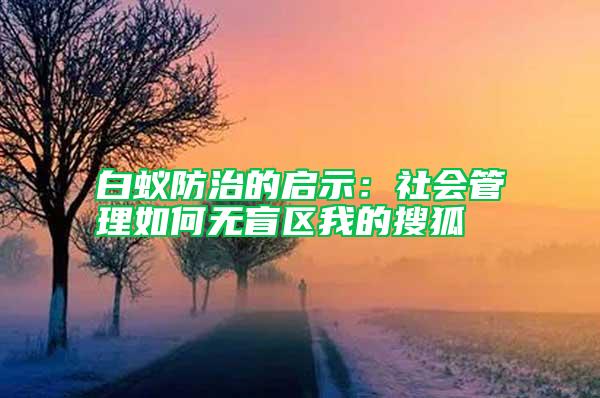 白蟻防治的啟示:社會管理如何無盲區(qū)我的搜狐